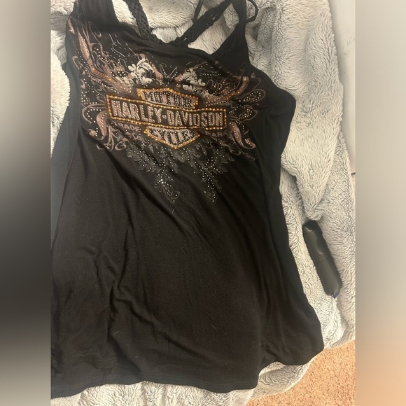 Harley-Davidson Tops - Fringe and rhinestone Harley tank